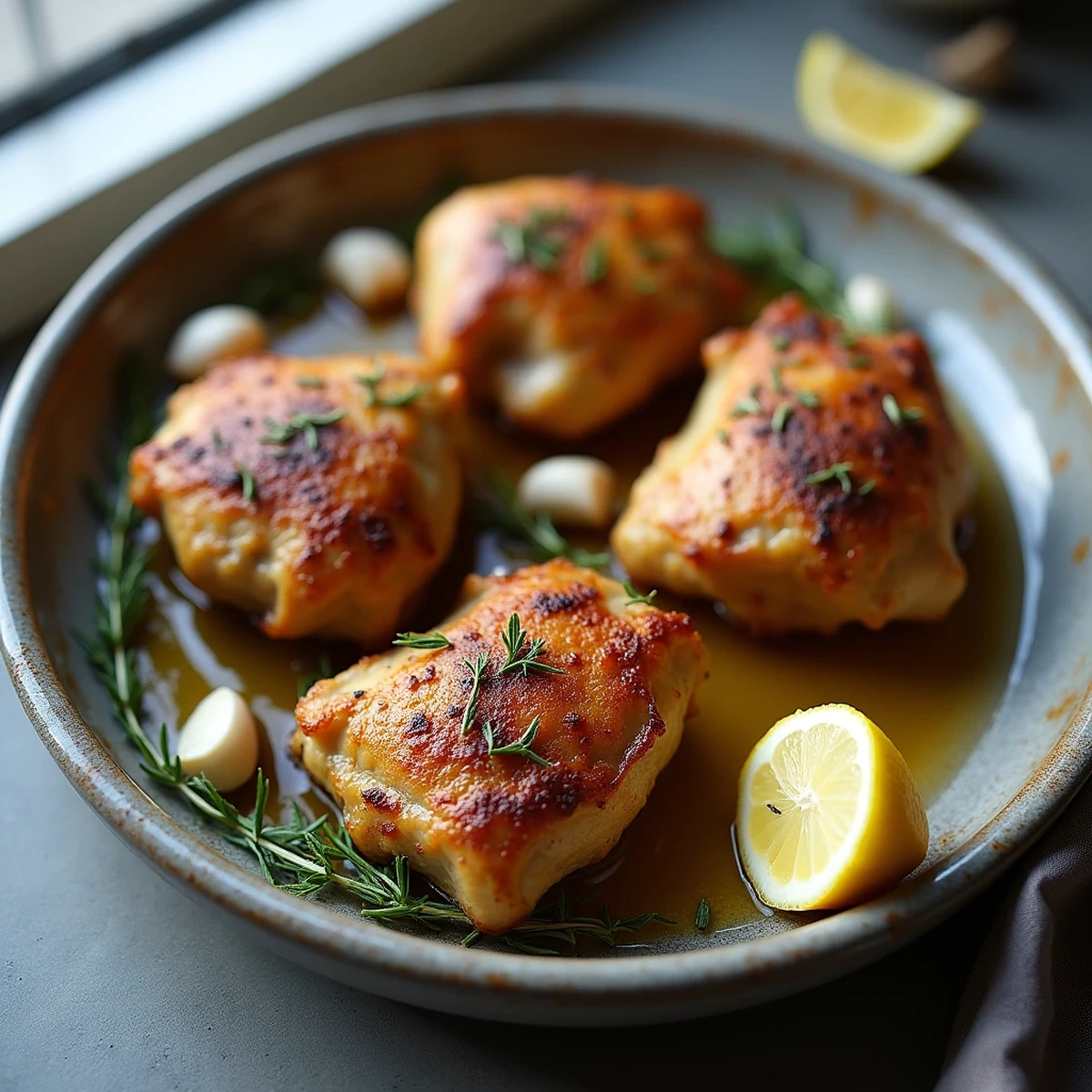Crispy Garlic Butter Chicken Thighs
