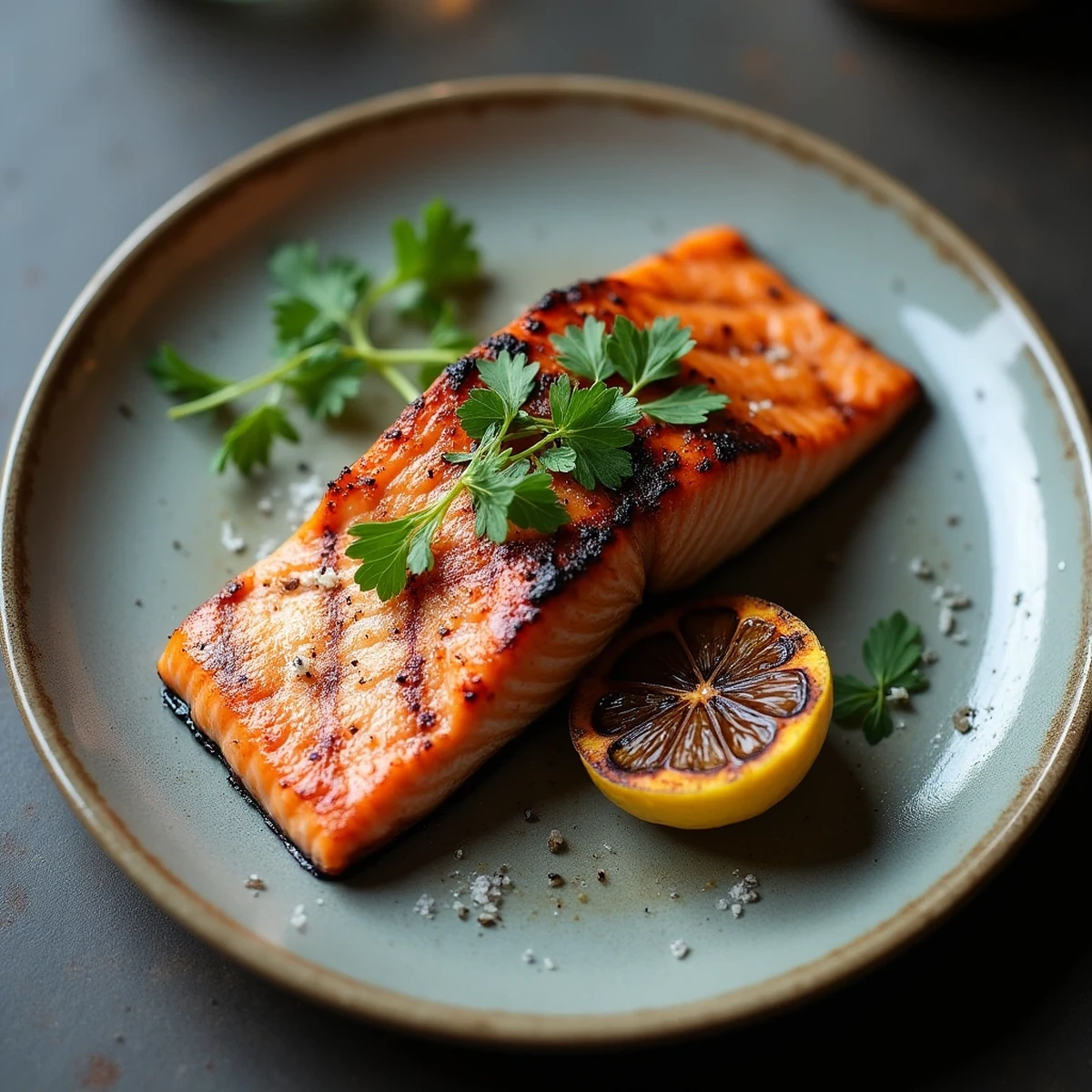 Lemon Herb Grilled Salmon with Garden Herbs and Charred Citrus