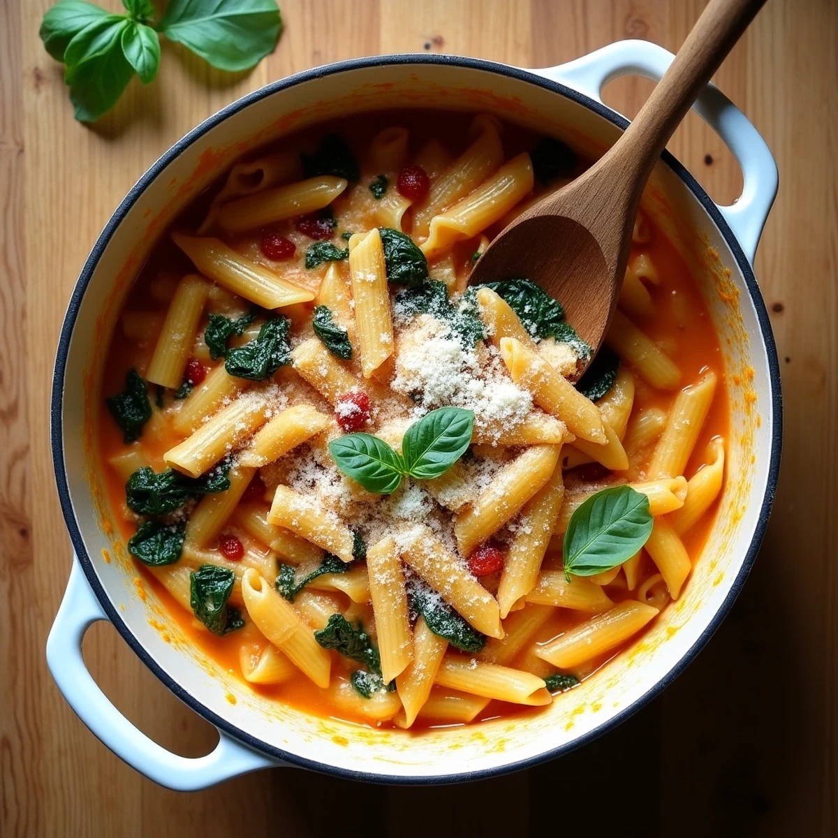 One-Pot Creamy Tuscan Pasta with Sun-Dried Tomatoes and Spinach