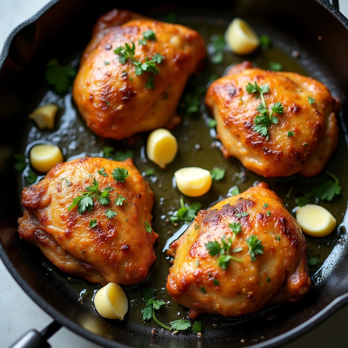 Crispy Garlic Butter Chicken Thighs